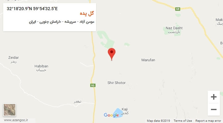 روستای گل پده بر روی نقشه