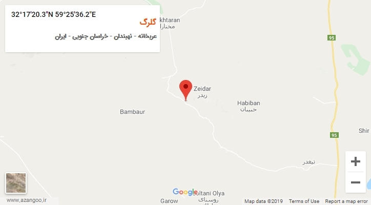 روستای گلرگ بر روی نقشه