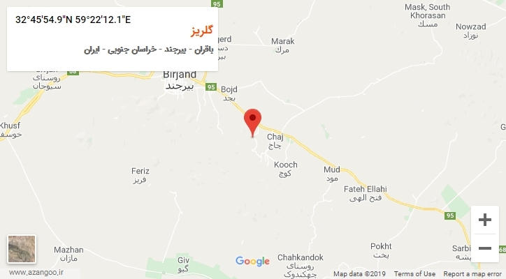 روستای گلریز بر روی نقشه