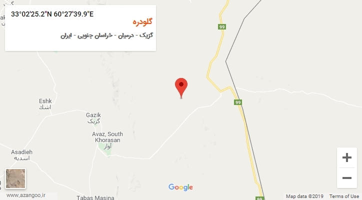 روستای گلودره بر روی نقشه