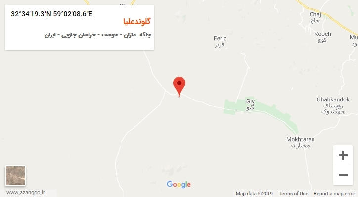 روستای گلوندعلیا بر روی نقشه