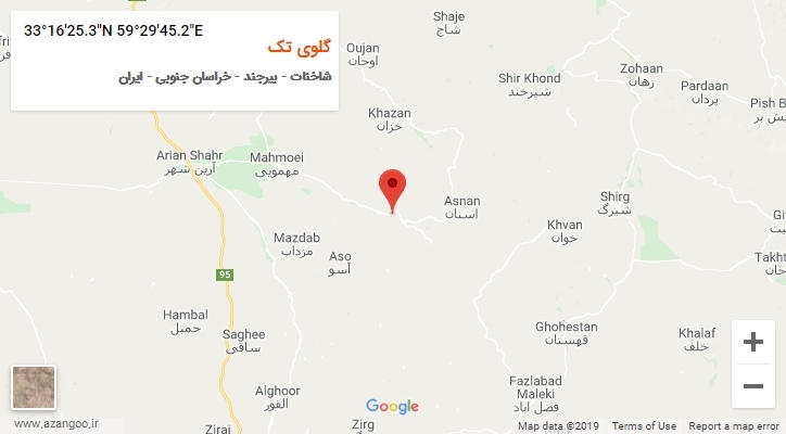 روستای گلوی تک بر روی نقشه