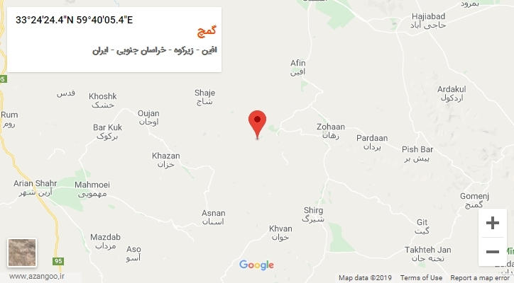روستای گمچ بر روی نقشه