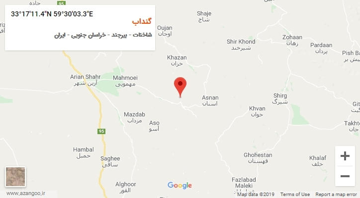 روستای گنداب بر روی نقشه