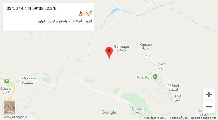 روستای گردتیغ بر روی نقشه