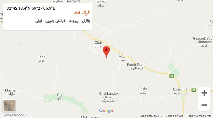 روستای گرگ آباد بر روی نقشه