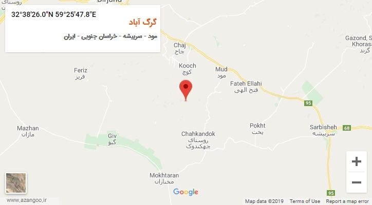 روستای گرگ آباد بر روی نقشه