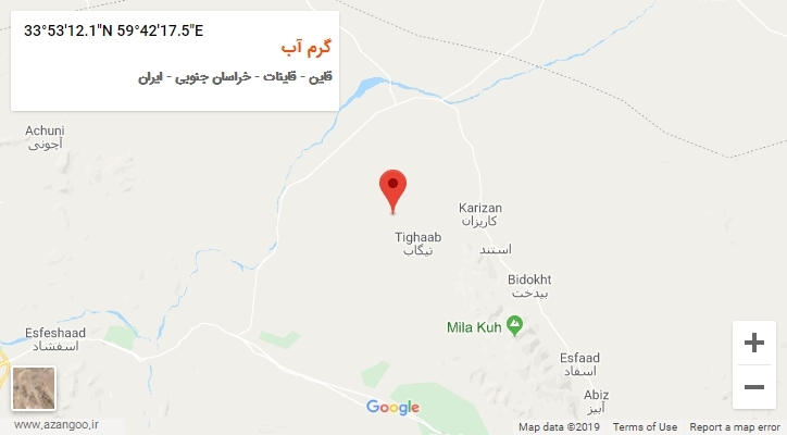 روستای گرم آب بر روی نقشه