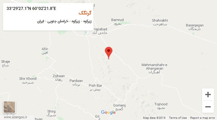 روستای گرنگک بر روی نقشه
