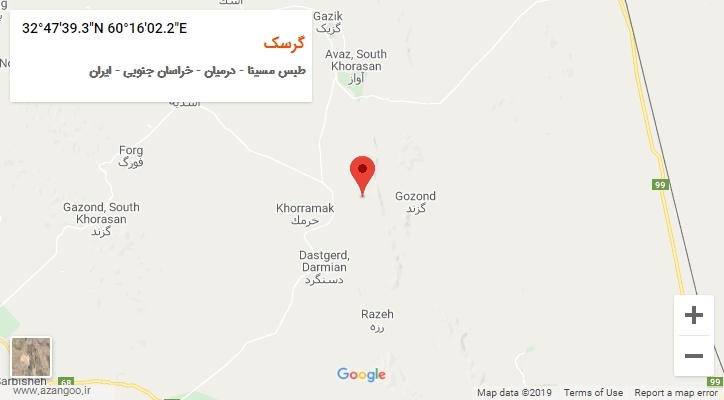 روستای گرسک بر روی نقشه