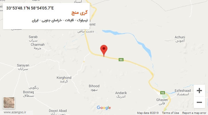 روستای گری منج بر روی نقشه