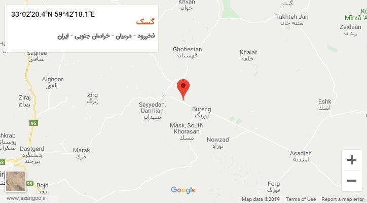 روستای گسک بر روی نقشه