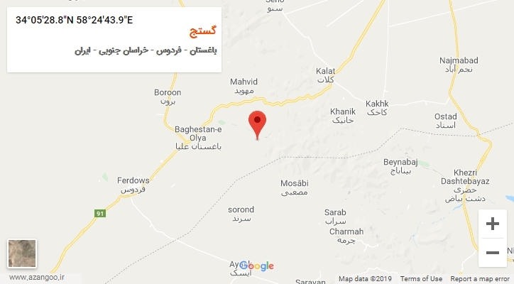روستای گستج بر روی نقشه