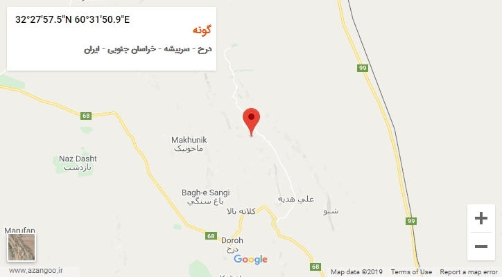 روستای گونه بر روی نقشه