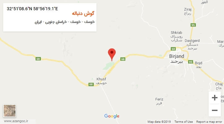 روستای گوش دنباله بر روی نقشه