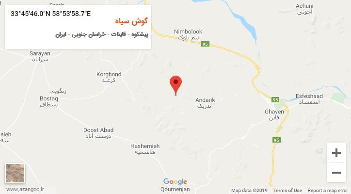 روستای گوش سیاه بر روی نقشه
