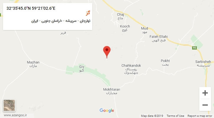 روستای گز بر روی نقشه