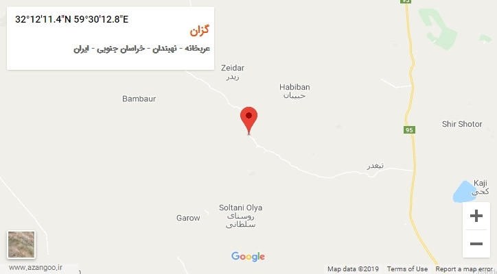 روستای گزان بر روی نقشه