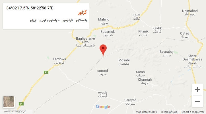 روستای گزاور بر روی نقشه