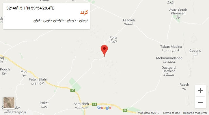 روستای گزند بر روی نقشه