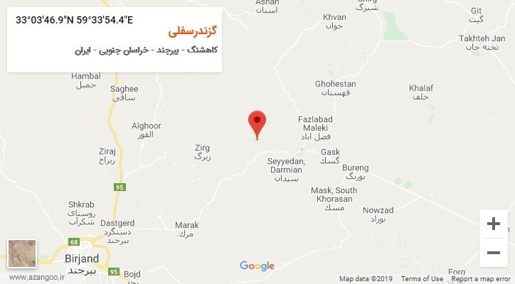 روستای گزندرسفلی بر روی نقشه