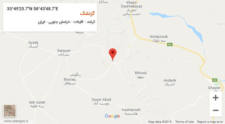 روستای گزنشک بر روی نقشه