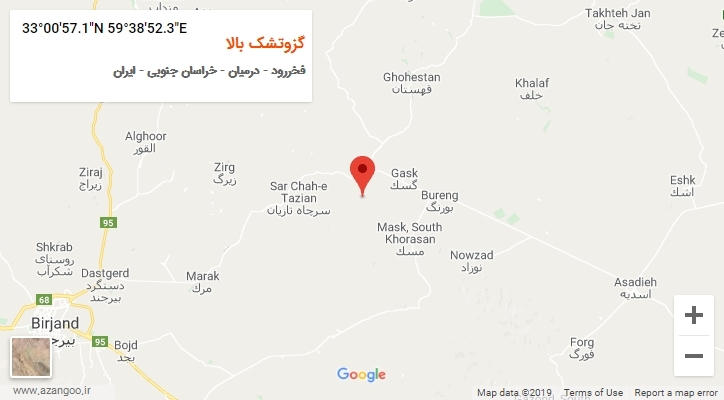 روستای گزوتشک بالا بر روی نقشه