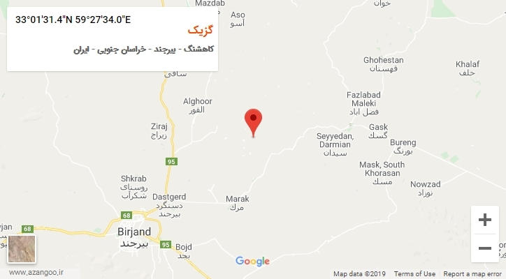 روستای گزیک بر روی نقشه