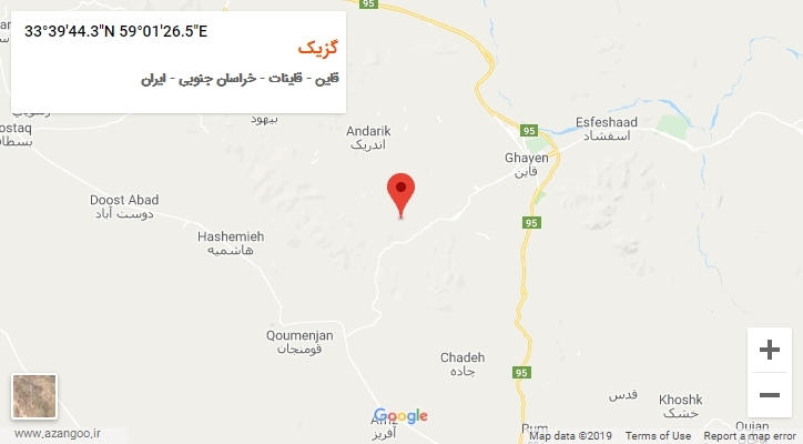 روستای گزیک بر روی نقشه