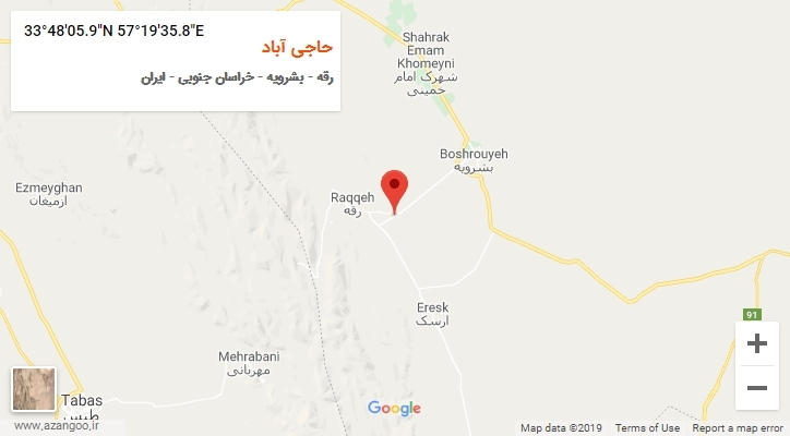روستای حاجی آباد بر روی نقشه