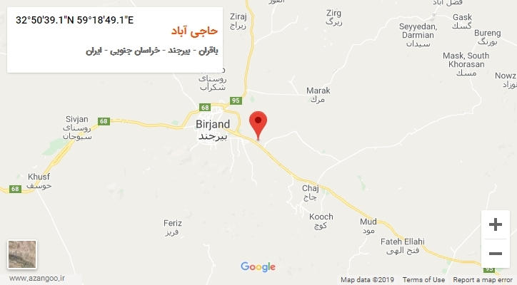 روستای حاجی آباد بر روی نقشه