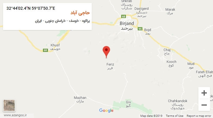 روستای حاجی آباد بر روی نقشه