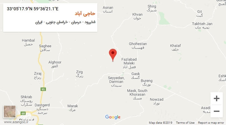 روستای حاجی آباد بر روی نقشه