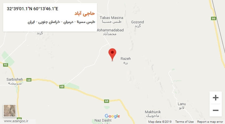 روستای حاجی آباد بر روی نقشه