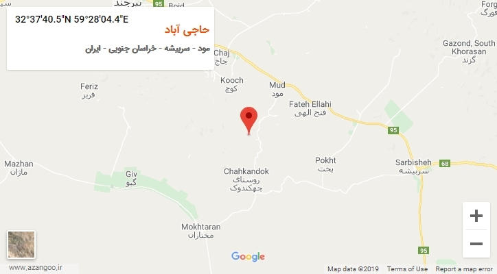 روستای حاجی آباد بر روی نقشه