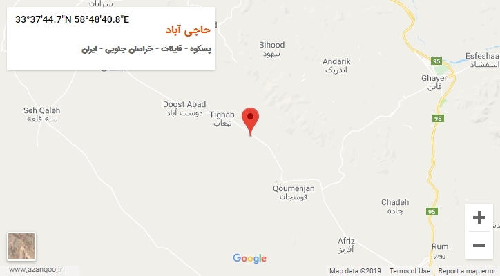 روستای حاجی آباد بر روی نقشه