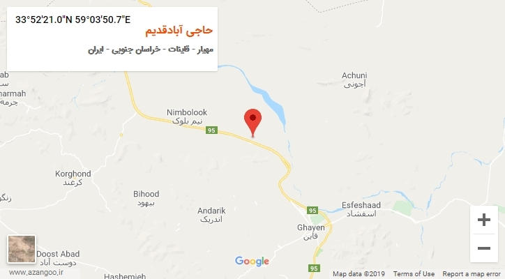 روستای حاجی آبادقدیم بر روی نقشه