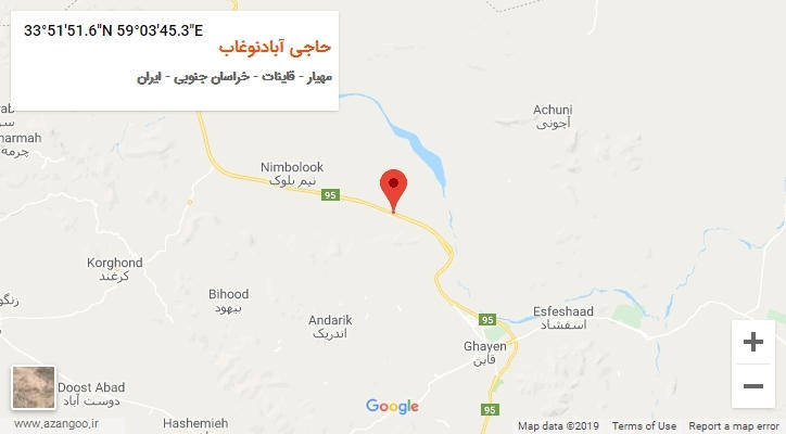 روستای حاجی آبادنوغاب بر روی نقشه
