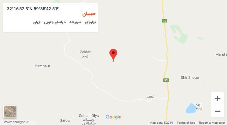 روستای حبیبان بر روی نقشه