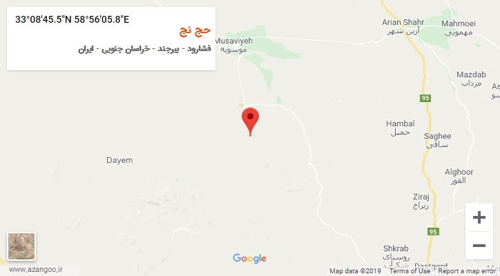 روستای حج نج بر روی نقشه