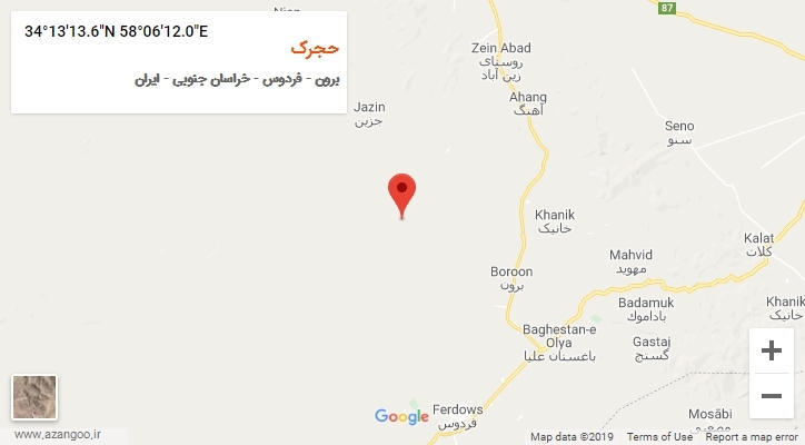 روستای حجرک بر روی نقشه