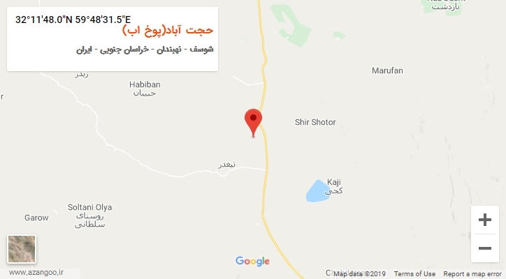 روستای حجت آباد(پوخ اب) بر روی نقشه