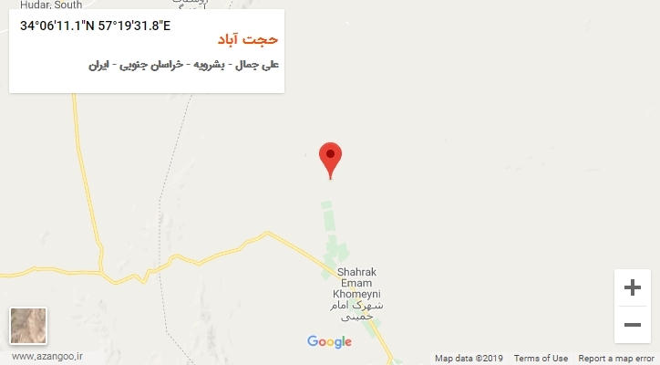 روستای حجت آباد بر روی نقشه