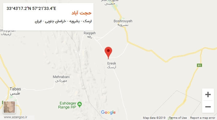 روستای حجت آباد بر روی نقشه