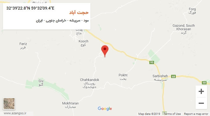 روستای حجت آباد بر روی نقشه
