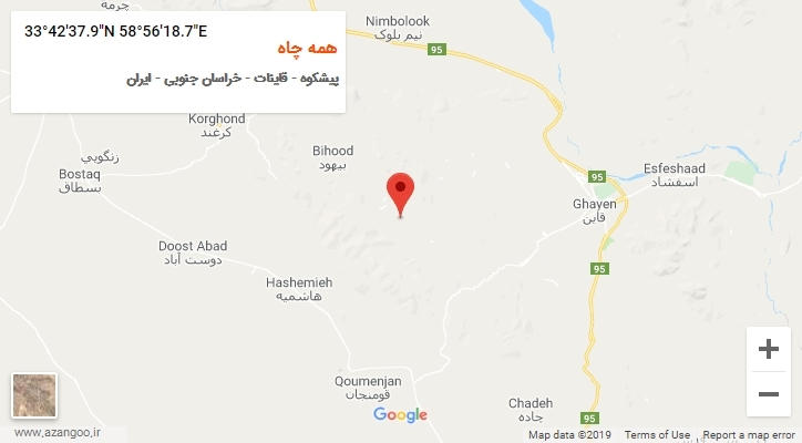 روستای همه چاه بر روی نقشه