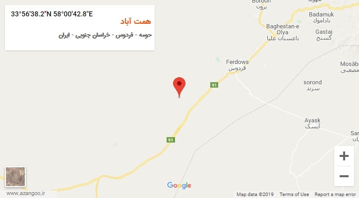 روستای همت آباد بر روی نقشه