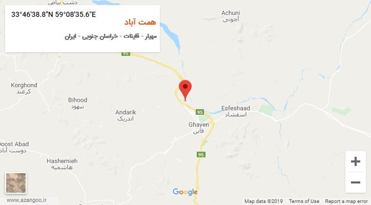 روستای همت آباد بر روی نقشه