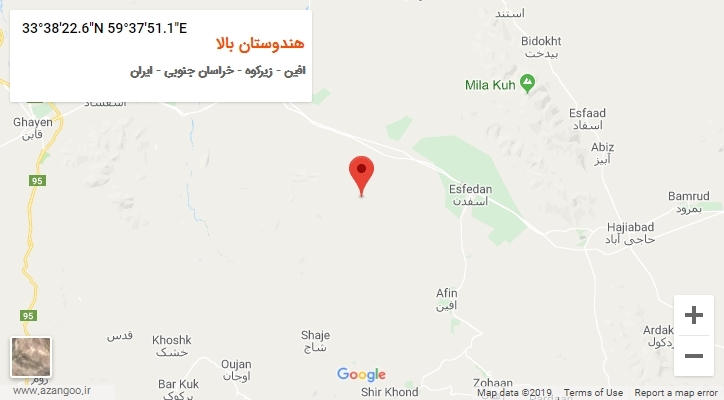روستای هندوستان بالا بر روی نقشه