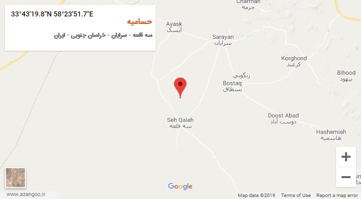 روستای حسامیه بر روی نقشه